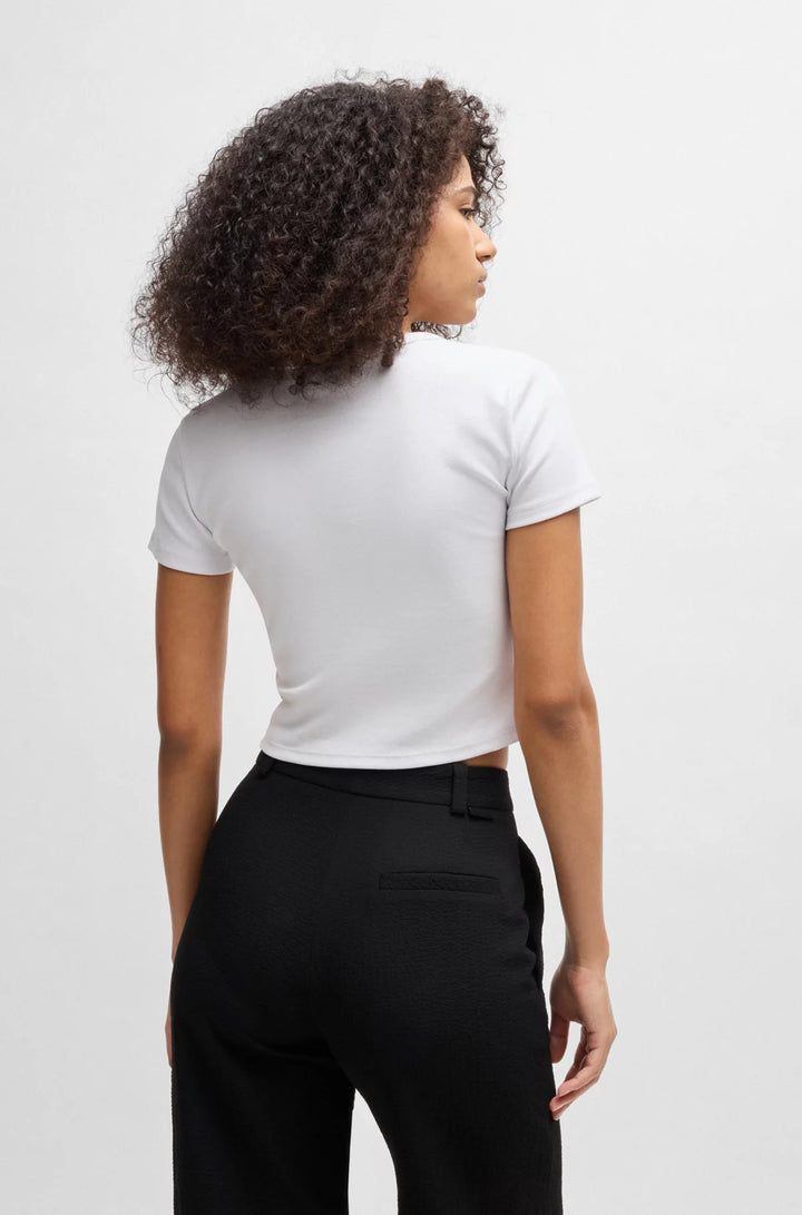 HUGO Cropped slim-fit T-shirt with stacked logo