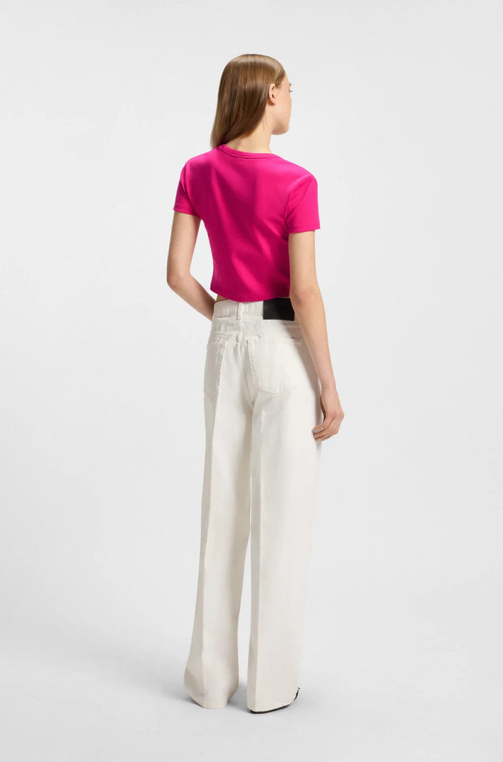 HUGO Cropped slim-fit T-shirt with stacked logo