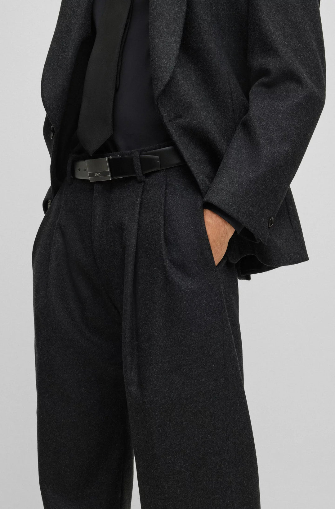 Boss Relaxed-fit pants in virgin wool