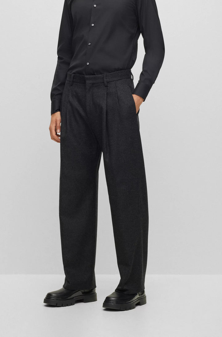 Boss Relaxed-fit pants in virgin wool