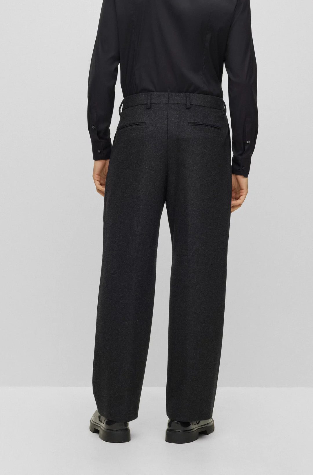 Boss Relaxed-fit pants in virgin wool