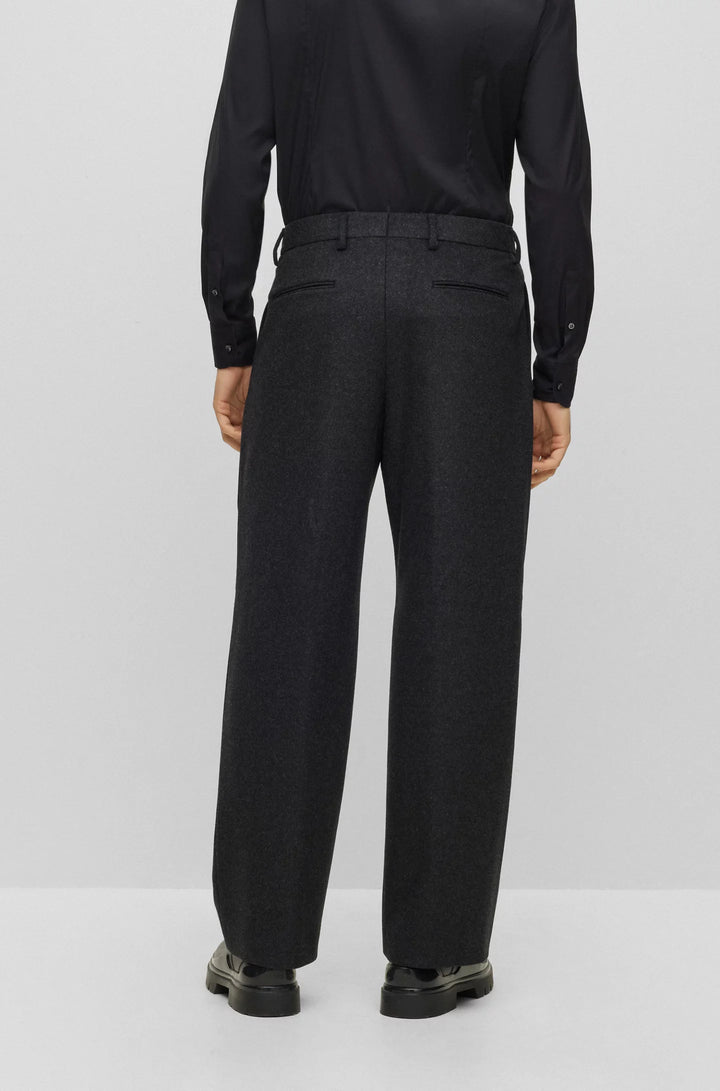 Boss Relaxed-fit pants in virgin wool