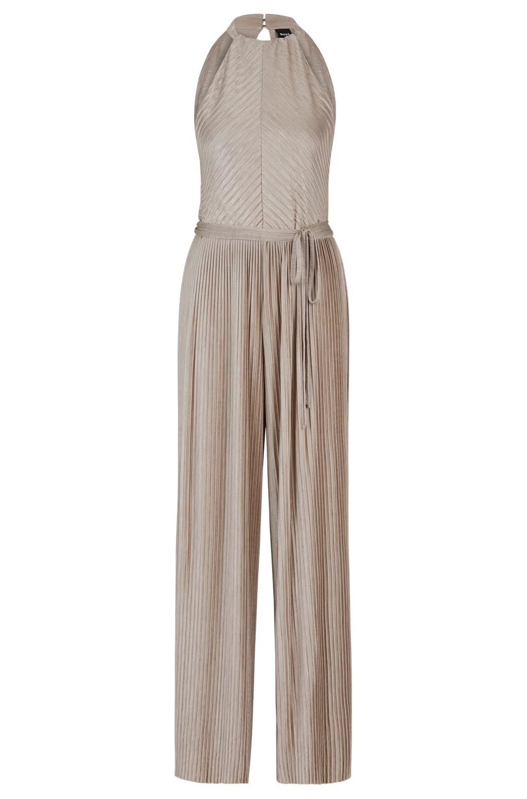 BOSS SLEEVELESS JUMPSUIT WITH PLISSÉ PLEATS AND TIE BELT