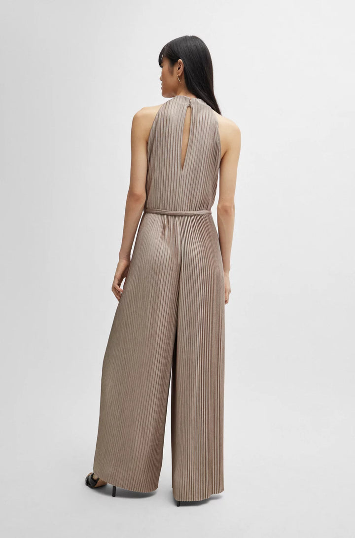 BOSS SLEEVELESS JUMPSUIT WITH PLISSÉ PLEATS AND TIE BELT