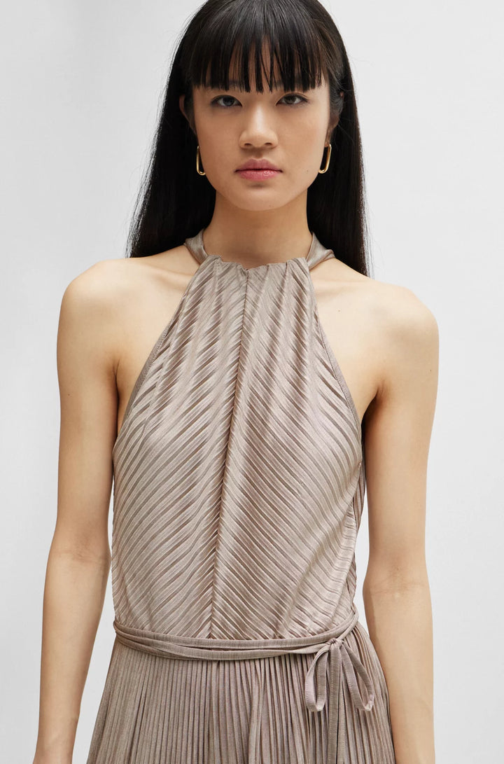 BOSS SLEEVELESS JUMPSUIT WITH PLISSÉ PLEATS AND TIE BELT