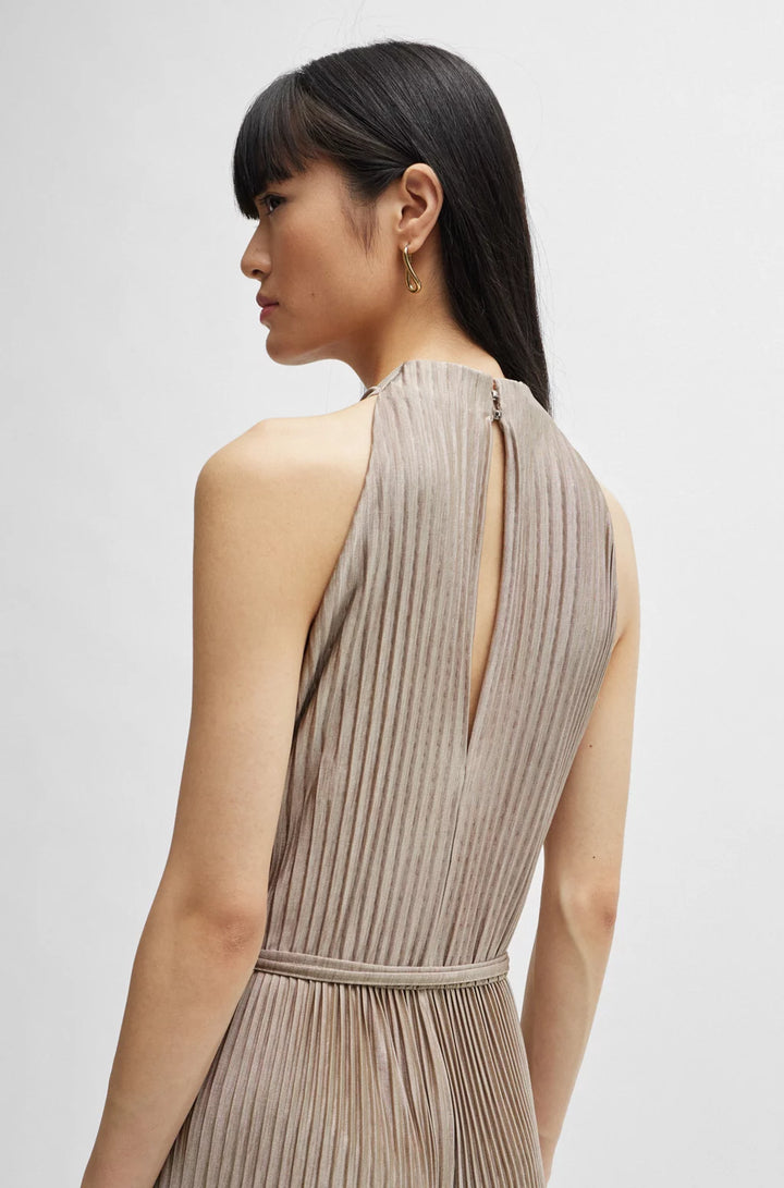 BOSS SLEEVELESS JUMPSUIT WITH PLISSÉ PLEATS AND TIE BELT