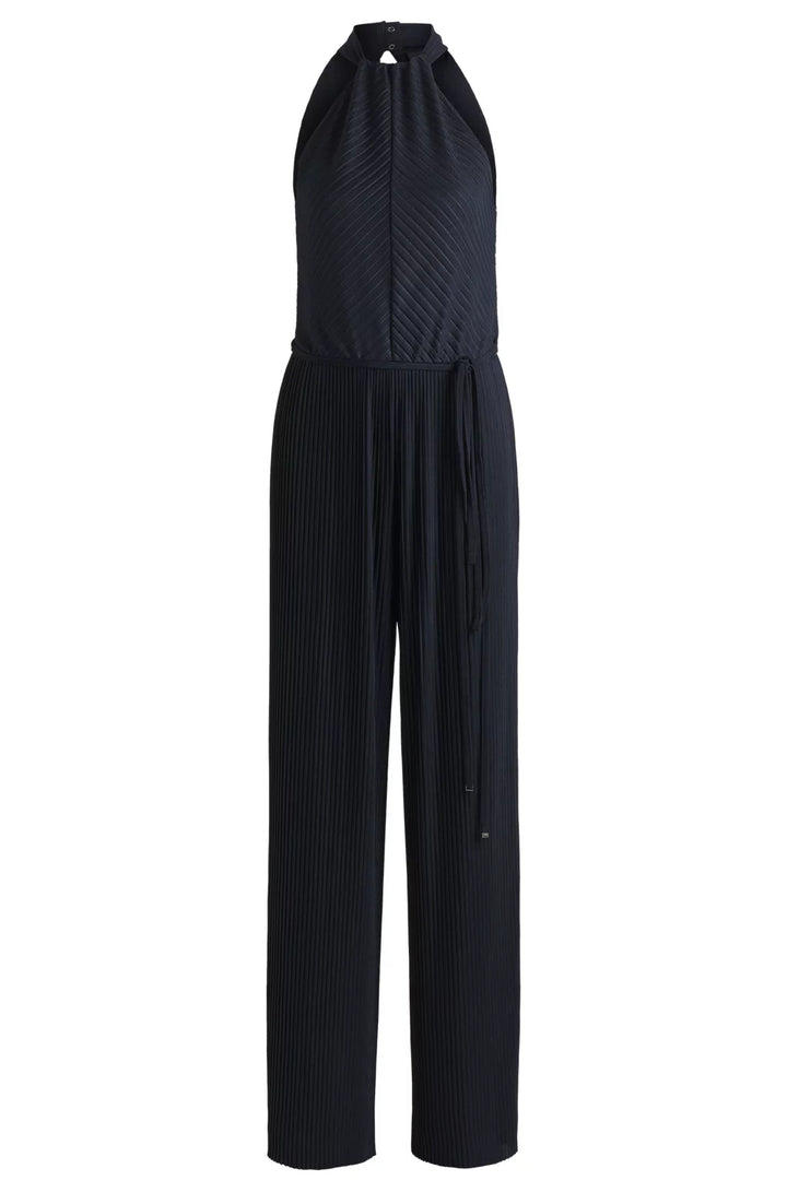 BOSS SLEEVELESS JUMPSUIT WITH PLISSÉ PLEATS AND TIE BELT