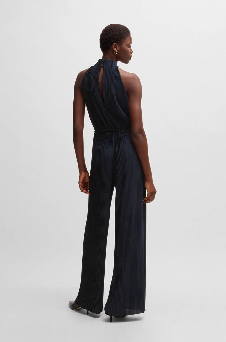 BOSS SLEEVELESS JUMPSUIT WITH PLISSÉ PLEATS AND TIE BELT