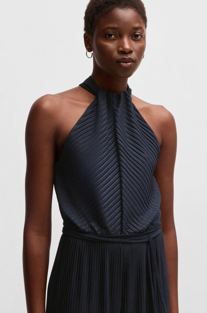 BOSS SLEEVELESS JUMPSUIT WITH PLISSÉ PLEATS AND TIE BELT
