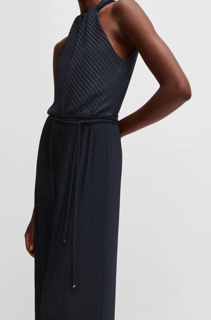 BOSS SLEEVELESS JUMPSUIT WITH PLISSÉ PLEATS AND TIE BELT