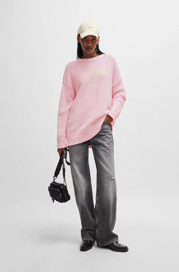 HUGO OVERSIZE-FIT SWEATER WITH HANDWRITTEN LOGO