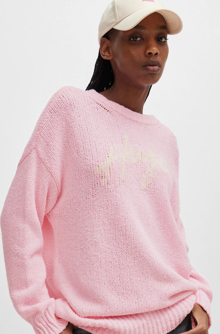 HUGO OVERSIZE-FIT SWEATER WITH HANDWRITTEN LOGO