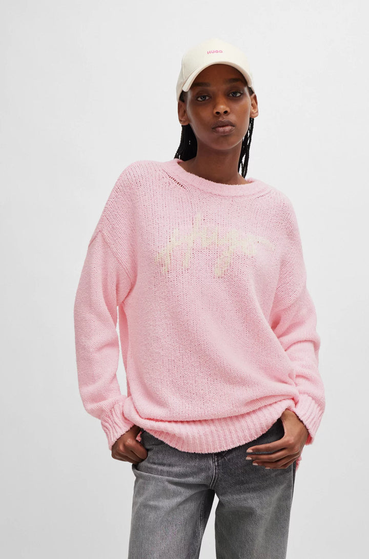 HUGO OVERSIZE-FIT SWEATER WITH HANDWRITTEN LOGO