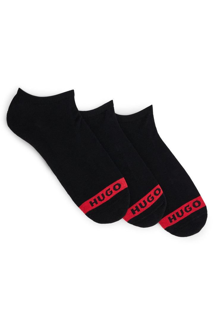 Hugo Three-pack of invisible socks with logos