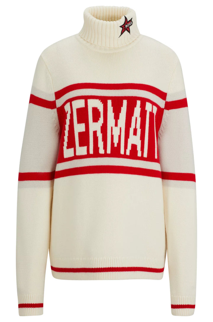 BOSS X PERFECT MOMENT VIRGIN-WOOL SWEATER WITH 'ZERMATT' INTARSIA