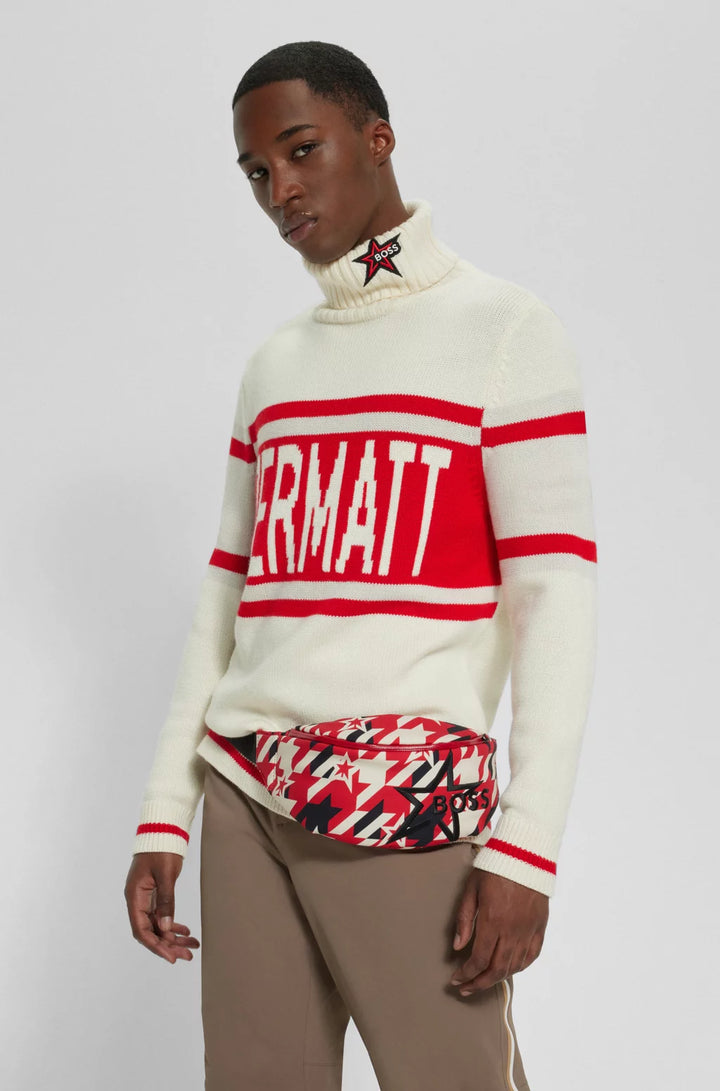 BOSS X PERFECT MOMENT VIRGIN-WOOL SWEATER WITH 'ZERMATT' INTARSIA