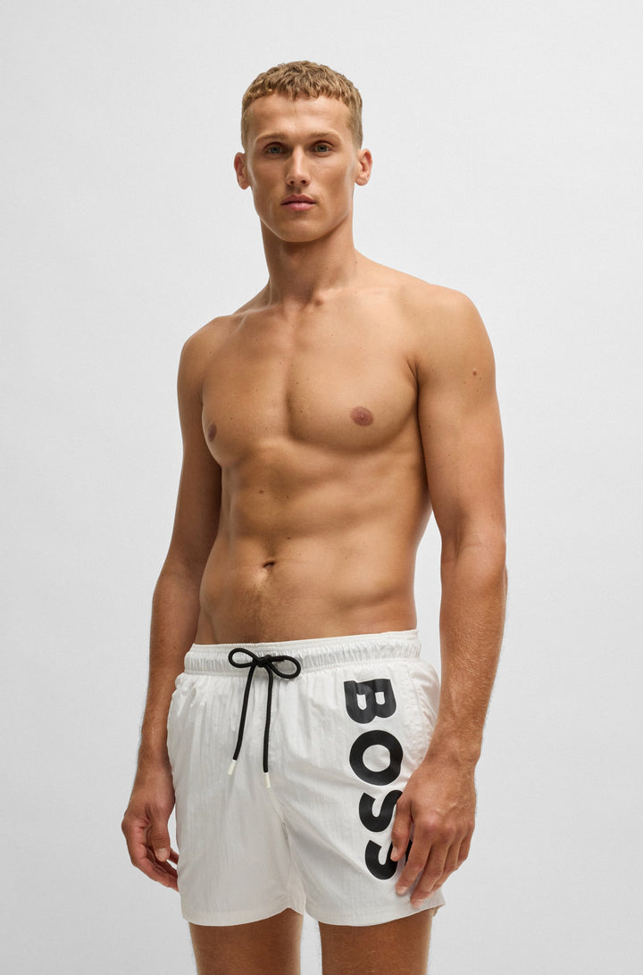 Boss Fully lined swim shorts with logo print