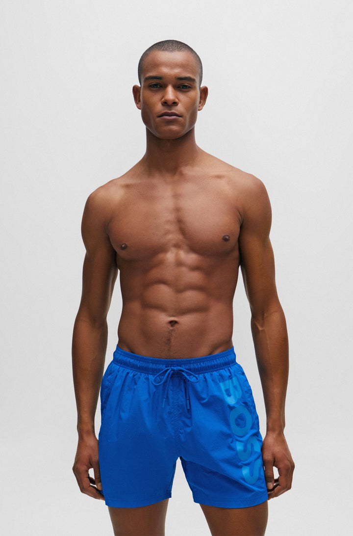 Boss Fully lined swim shorts with logo print