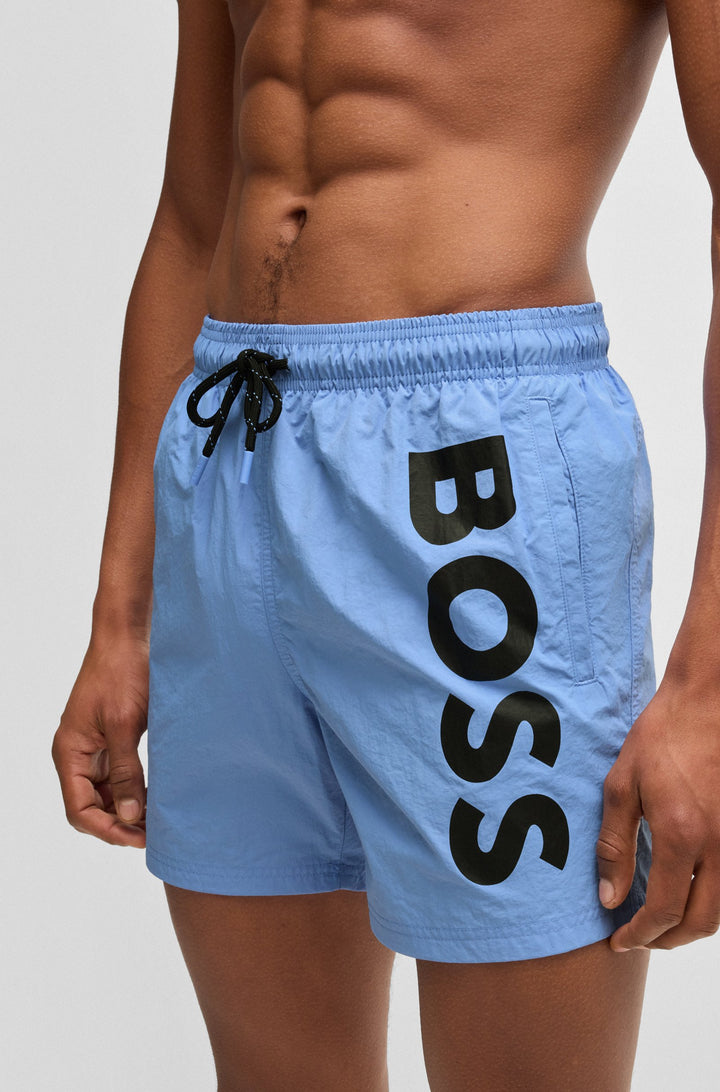 Boss Fully lined swim shorts with logo print