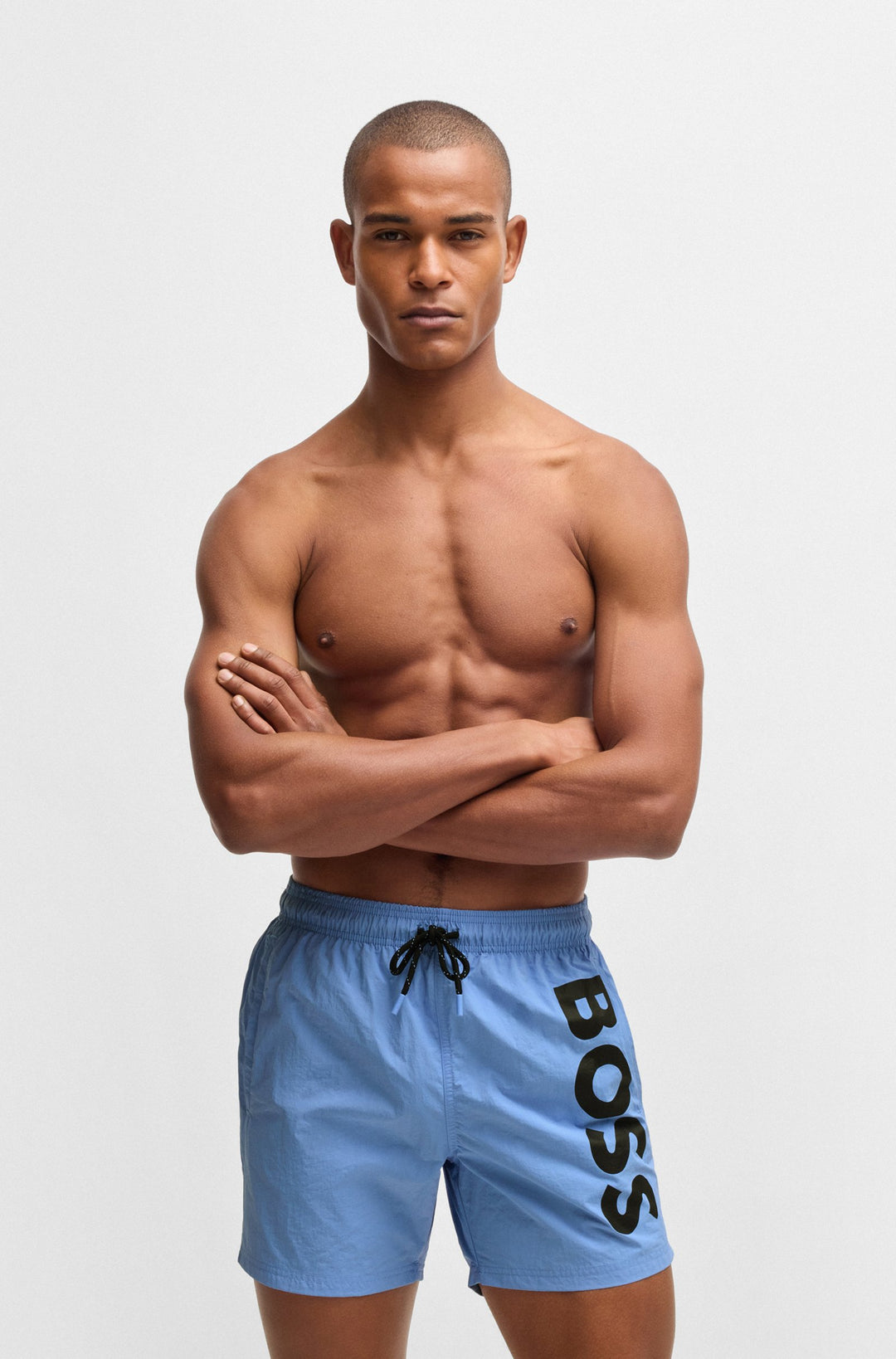 Boss Fully lined swim shorts with logo print