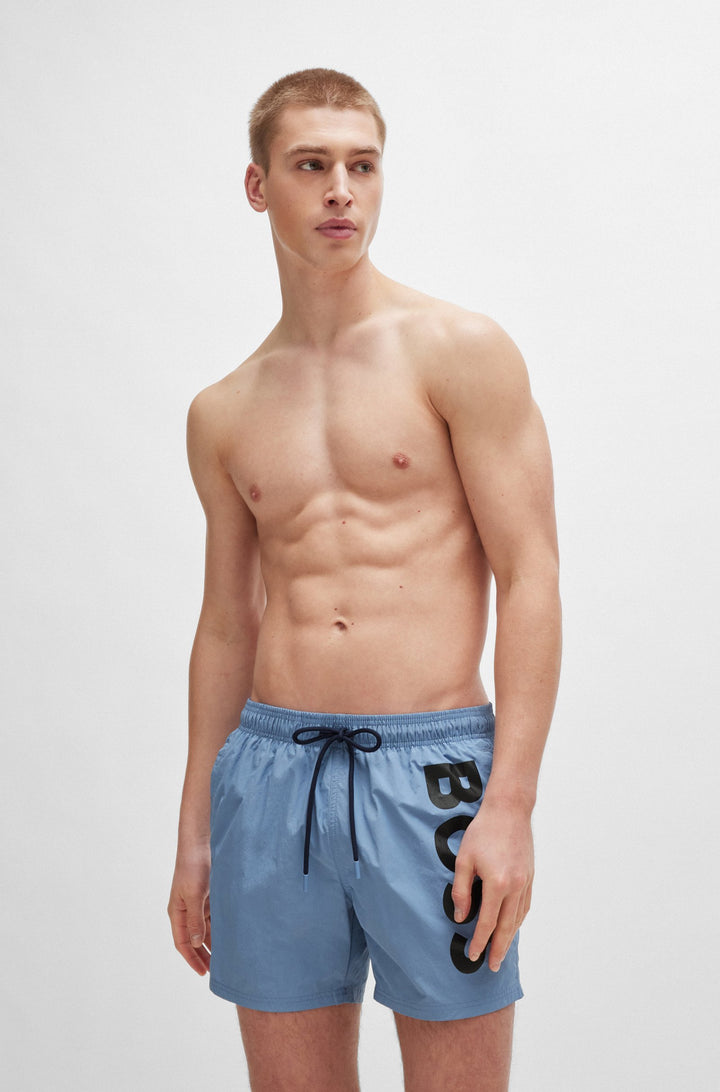 Boss Fully lined swim shorts with logo print
