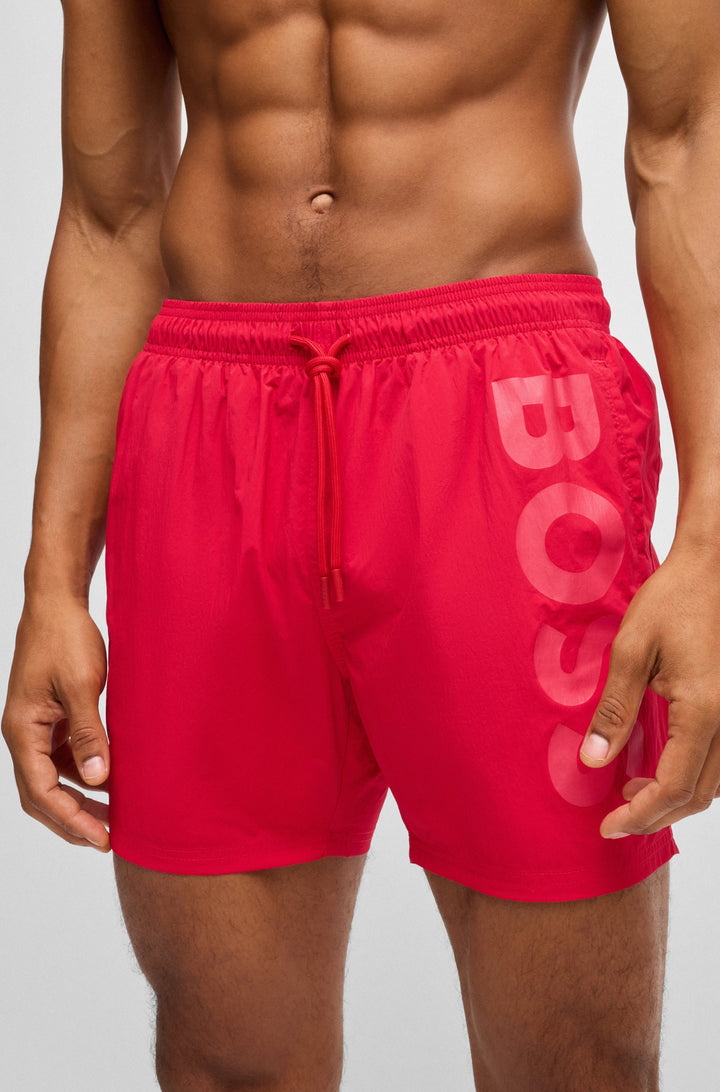 Boss Fully lined swim shorts with logo print