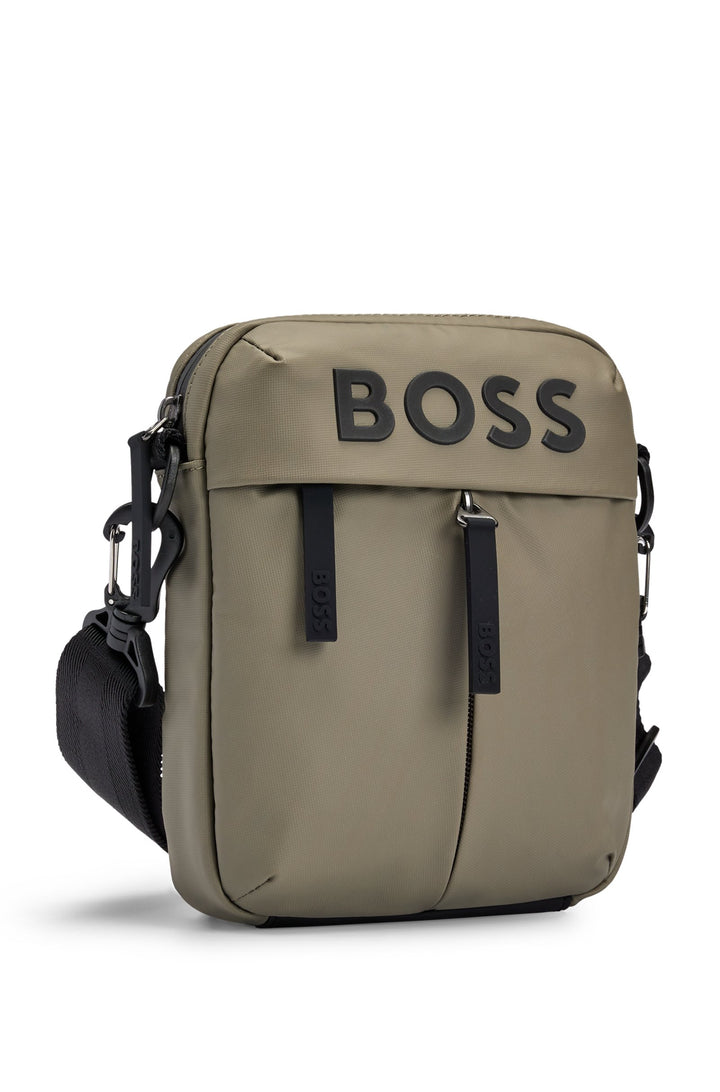 Boss Faux-leather reporter bag with tonal logo