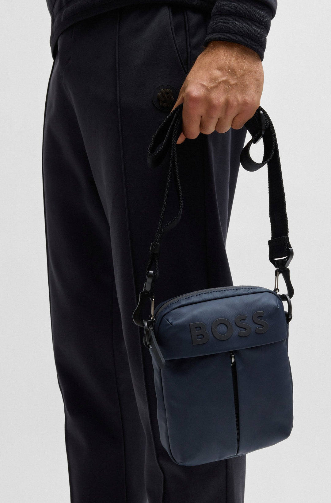 Boss Faux-leather reporter bag with tonal logo