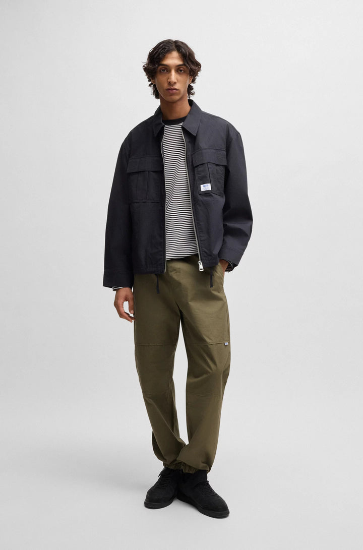 Hugo Tapered-fit trousers in structured cotton