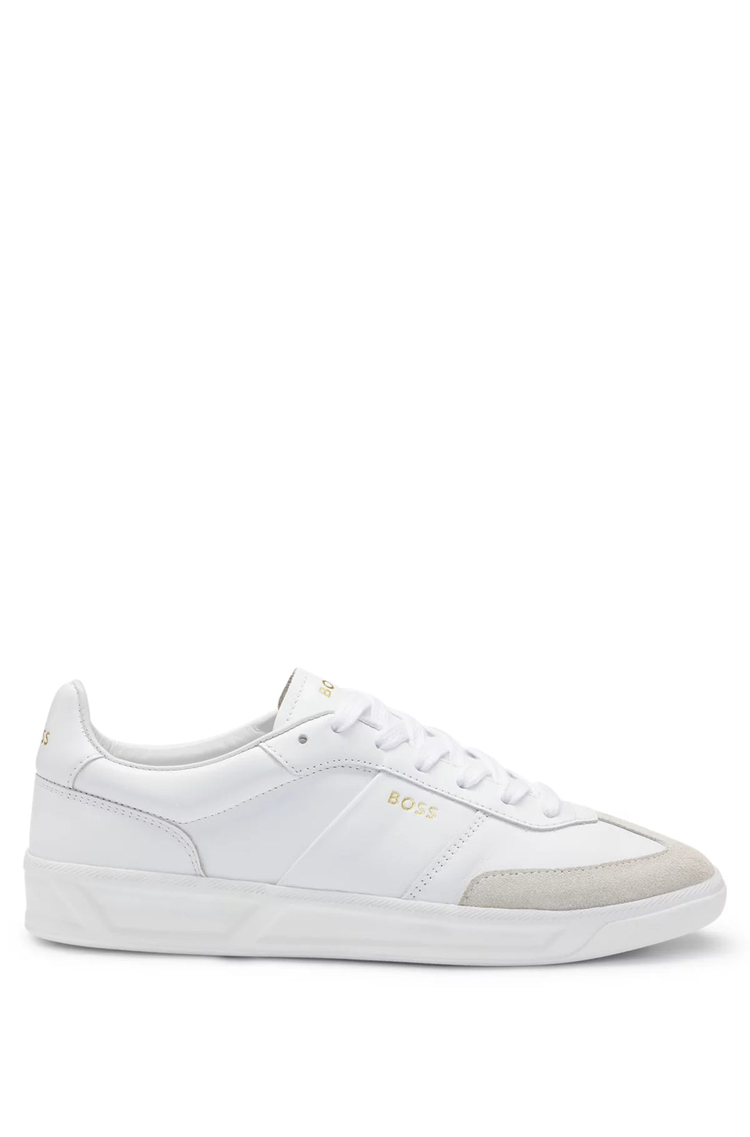 BOSS Leather lace-up trainers with suede trims