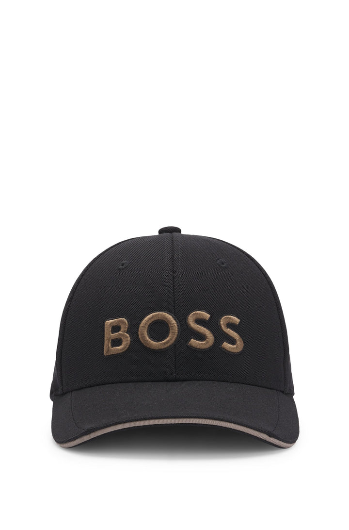Boss Knitted-piqué six-panel cap with embroidered logo
