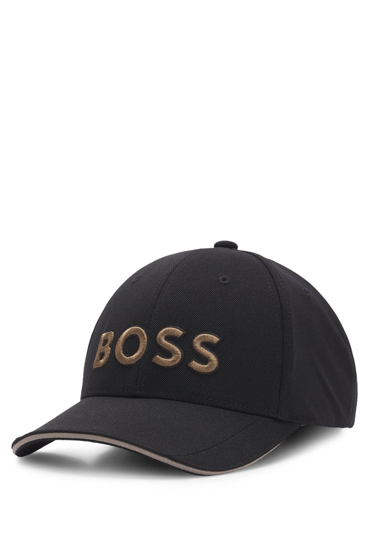 Boss Knitted-piqué six-panel cap with embroidered logo