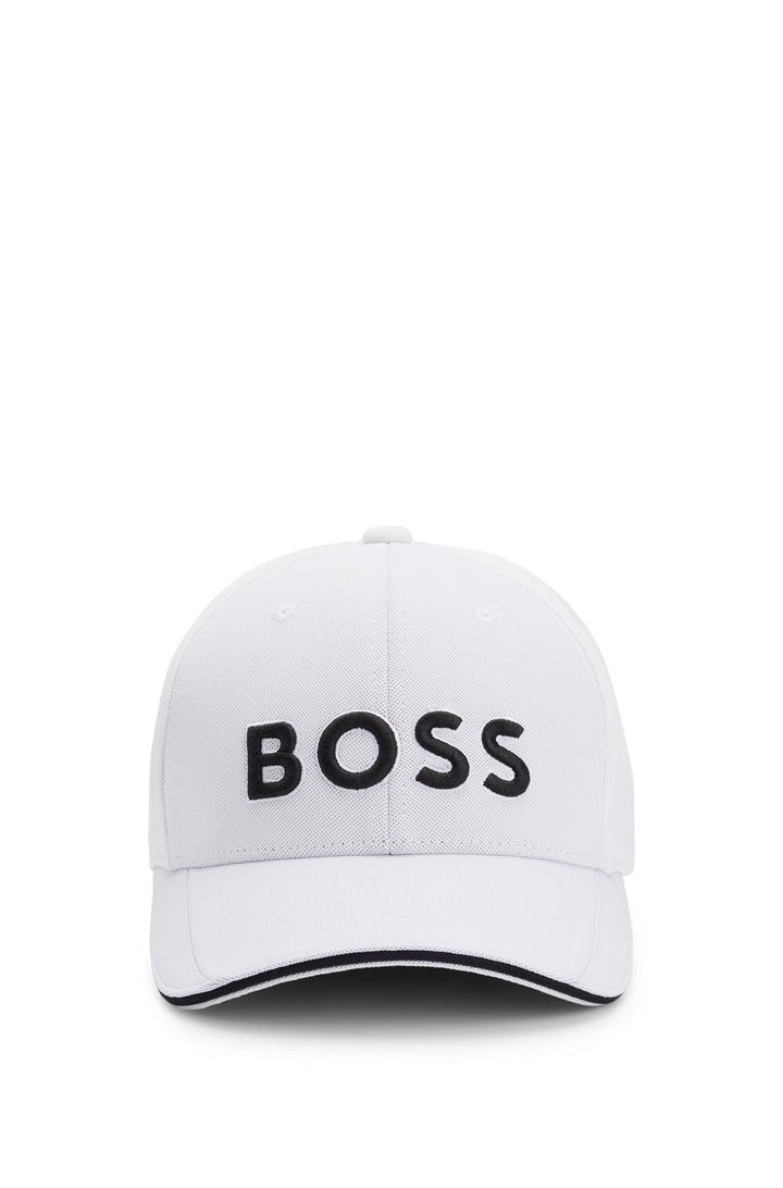 Boss Knitted-piqué six-panel cap with embroidered logo