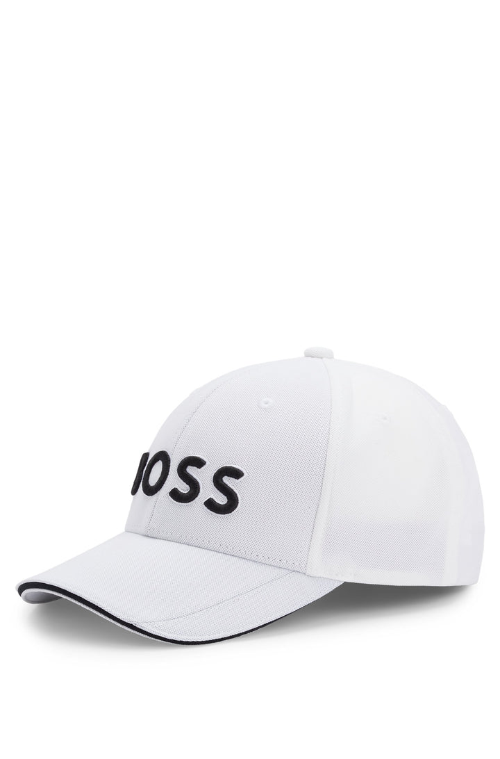 Boss Knitted-piqué six-panel cap with embroidered logo