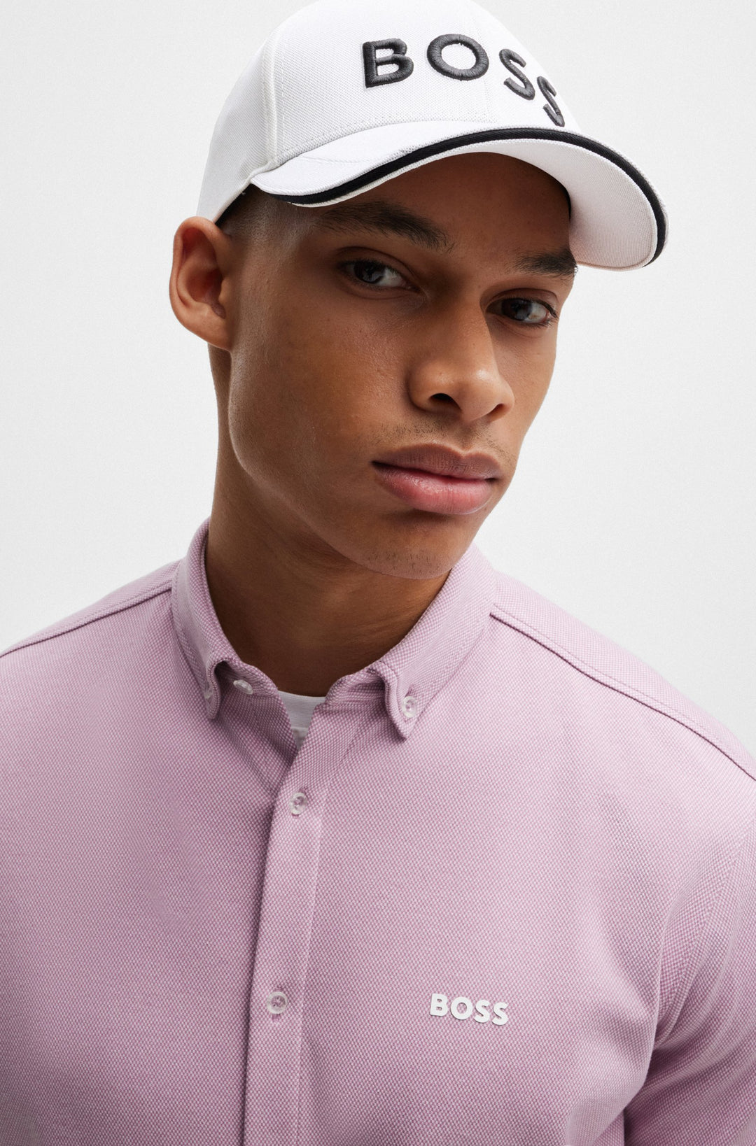 Boss Knitted-piqué six-panel cap with embroidered logo