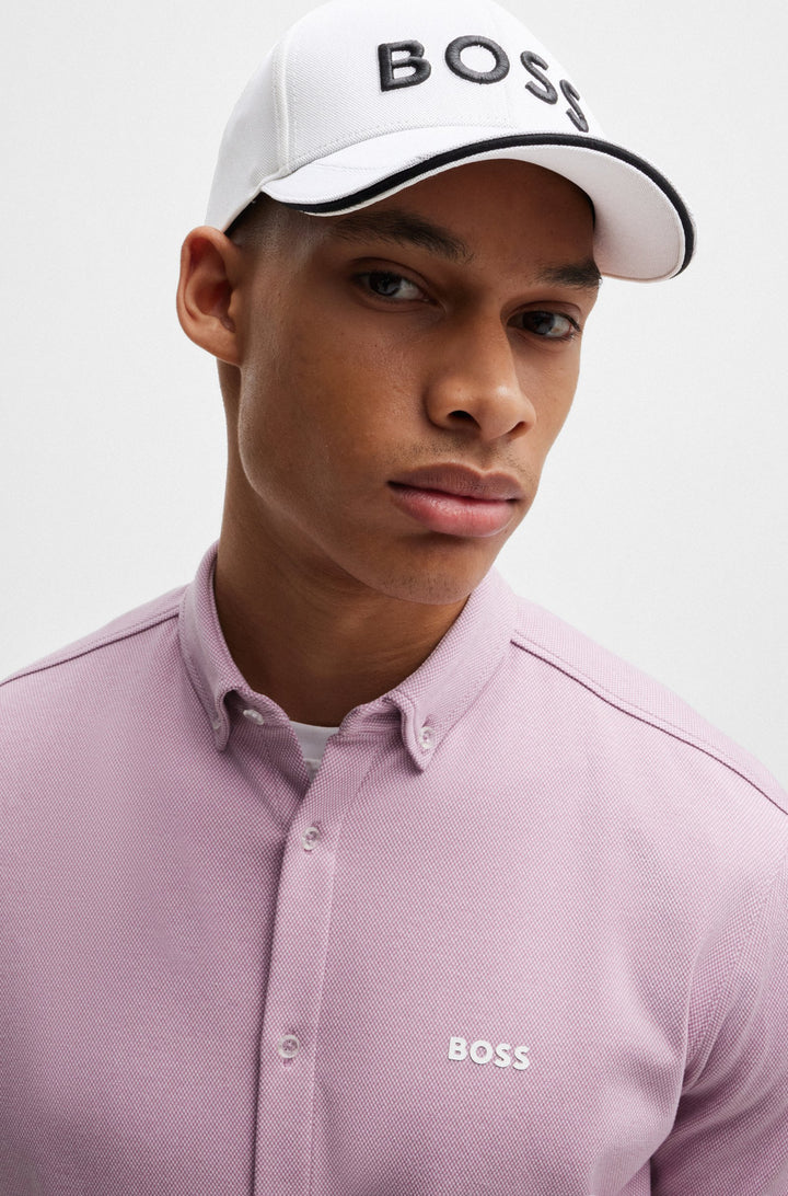 Boss Knitted-piqué six-panel cap with embroidered logo