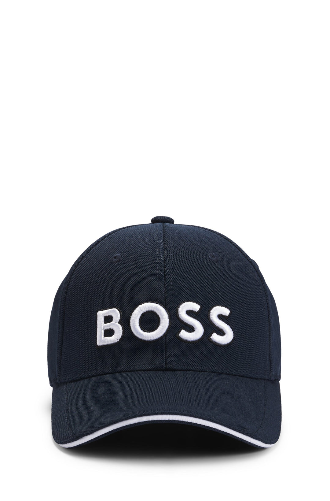 Boss Knitted-piqué six-panel cap with embroidered logo
