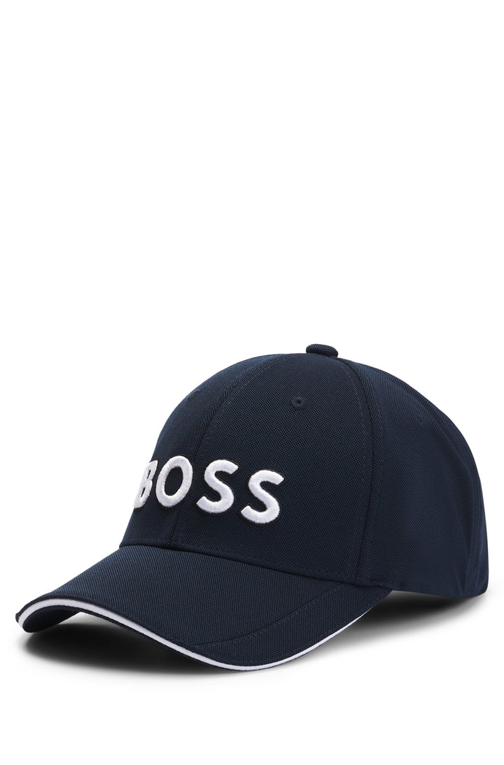 Boss Knitted-piqué six-panel cap with embroidered logo