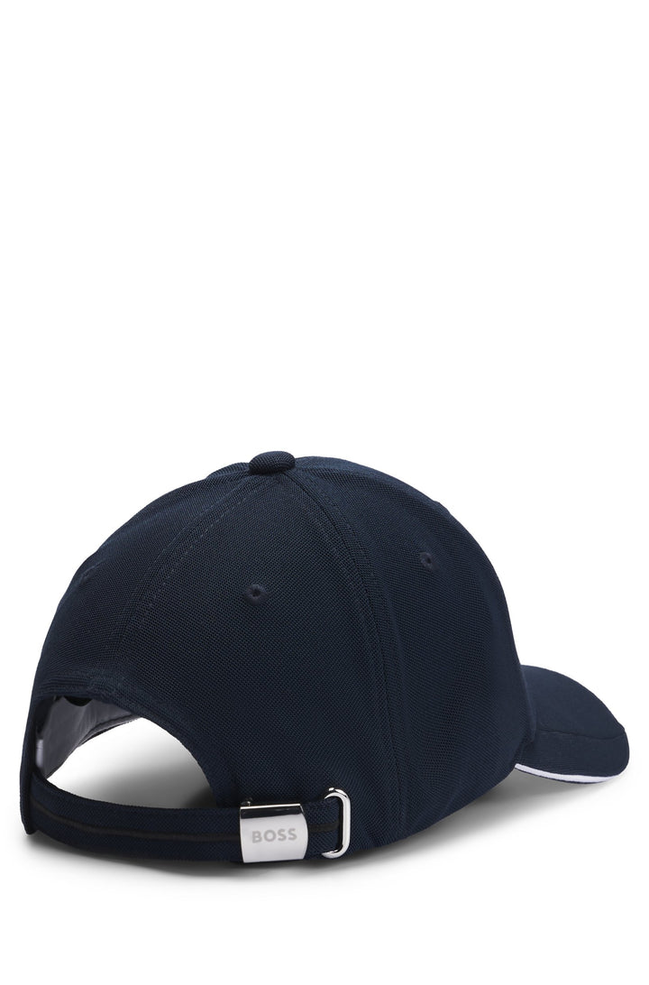 Boss Knitted-piqué six-panel cap with embroidered logo
