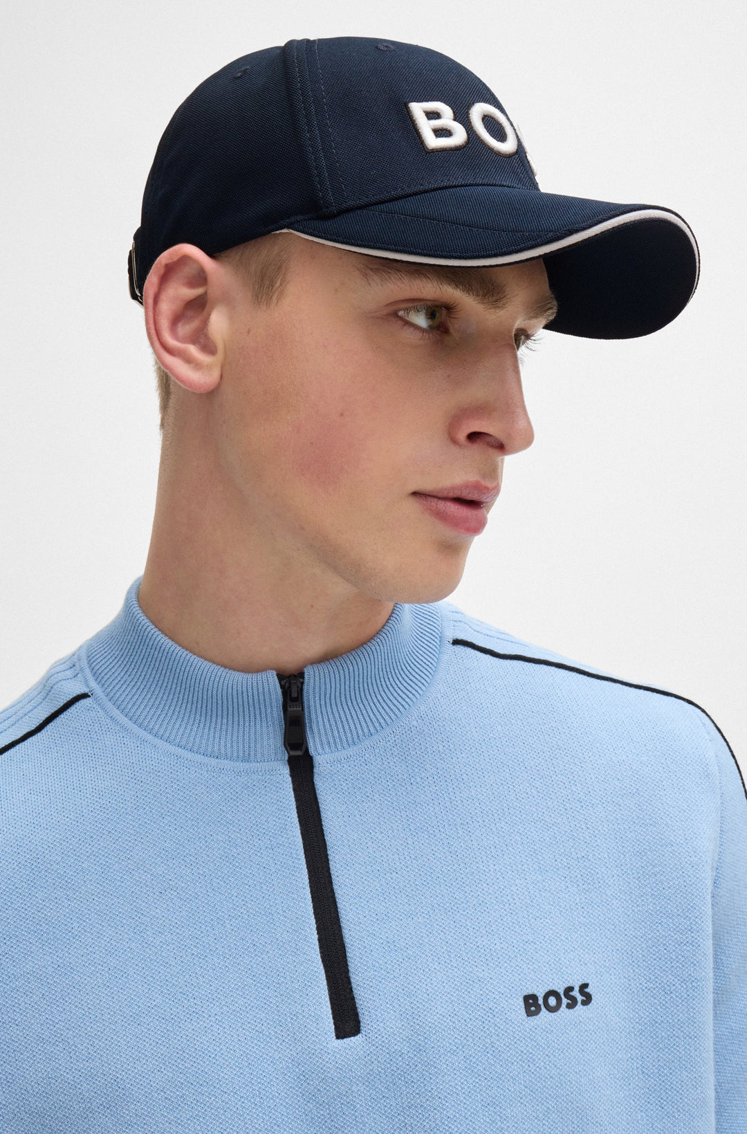 Boss Knitted-piqué six-panel cap with embroidered logo