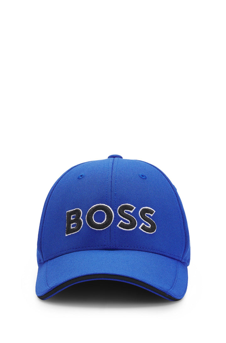 Boss Knitted-piqué six-panel cap with embroidered logo