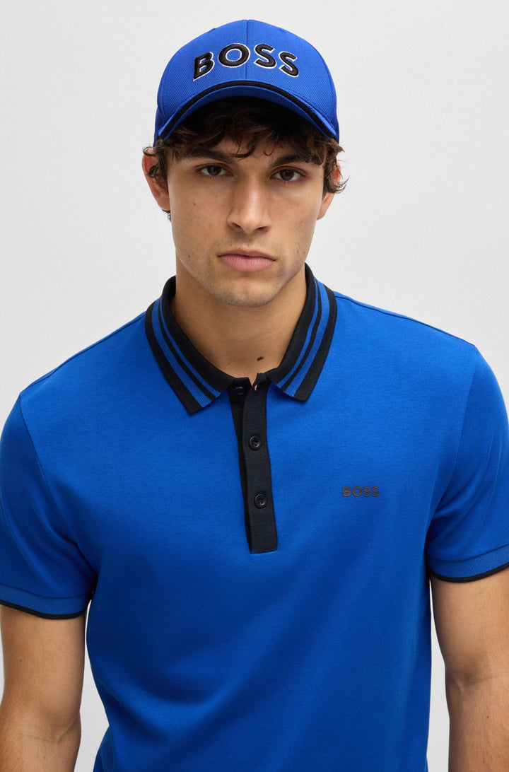 Boss Knitted-piqué six-panel cap with embroidered logo