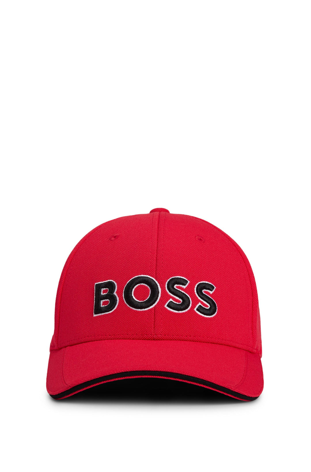 Boss Knitted-piqué six-panel cap with embroidered logo