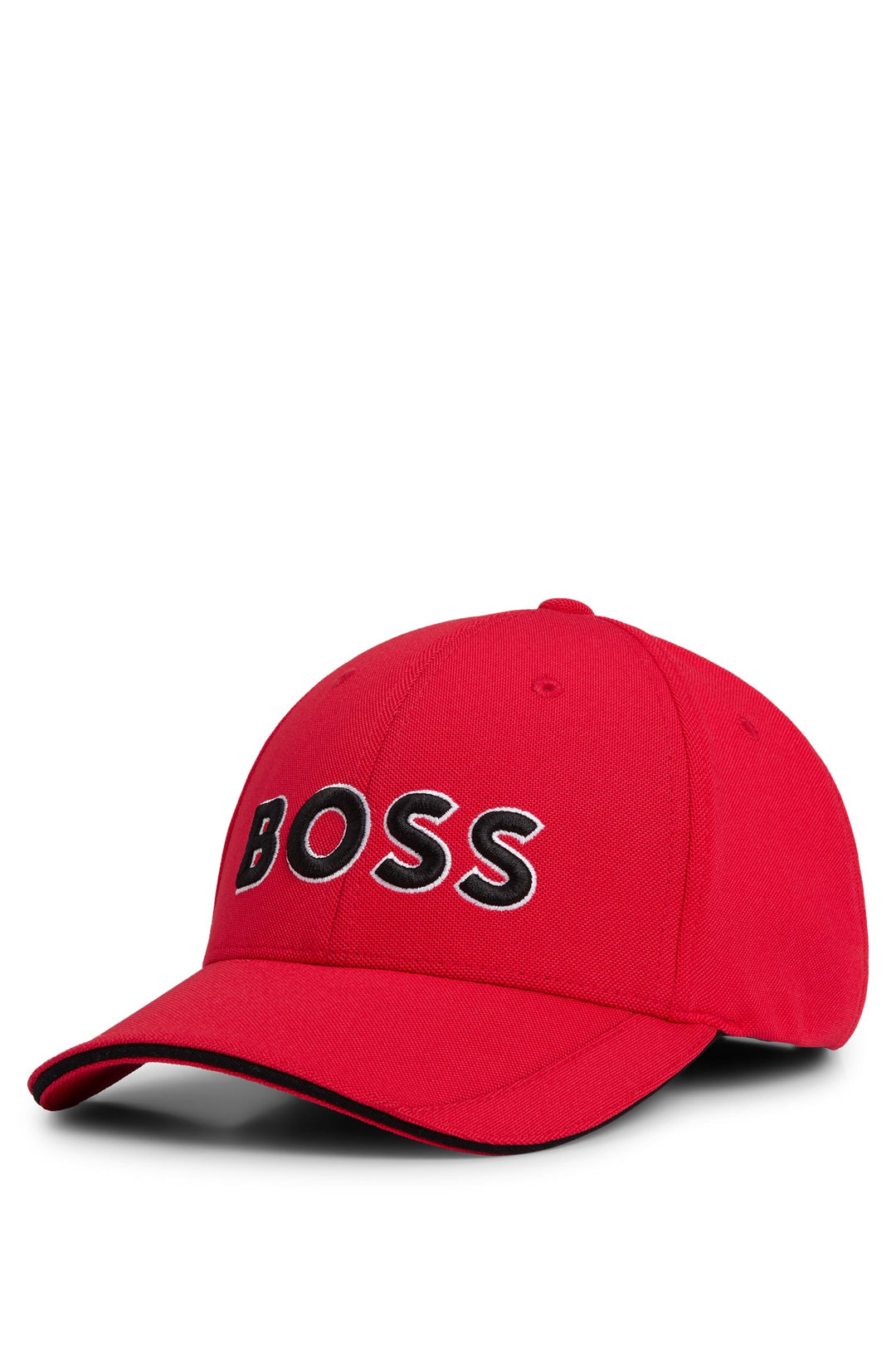 Boss Knitted-piqué six-panel cap with embroidered logo