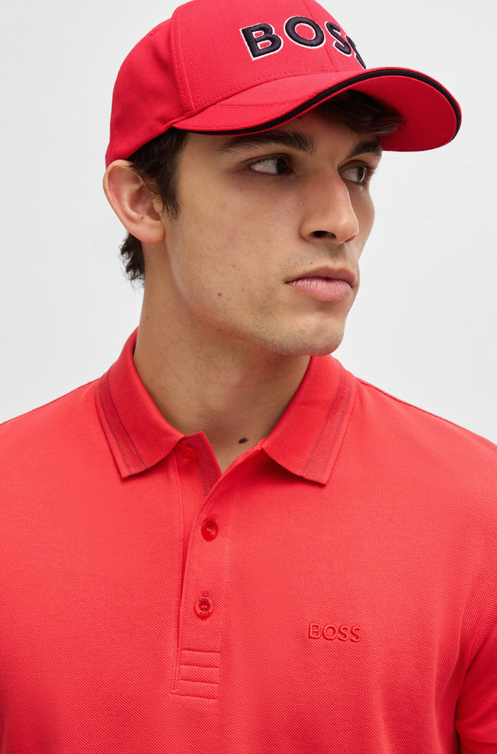 Boss Knitted-piqué six-panel cap with embroidered logo