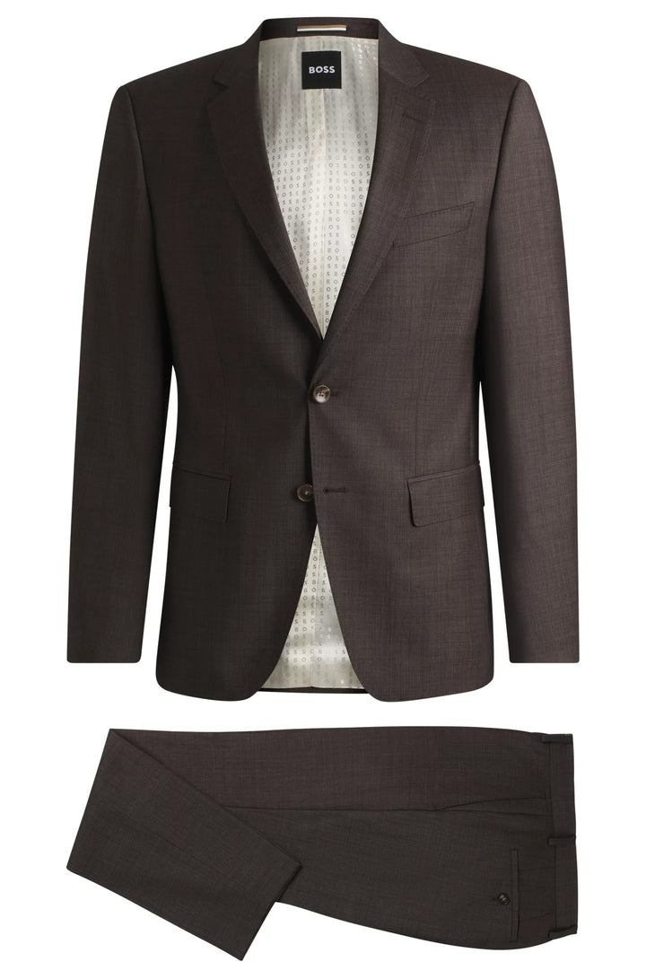 Boss Slim-fit suit in micro-patterned stretch virgin wool