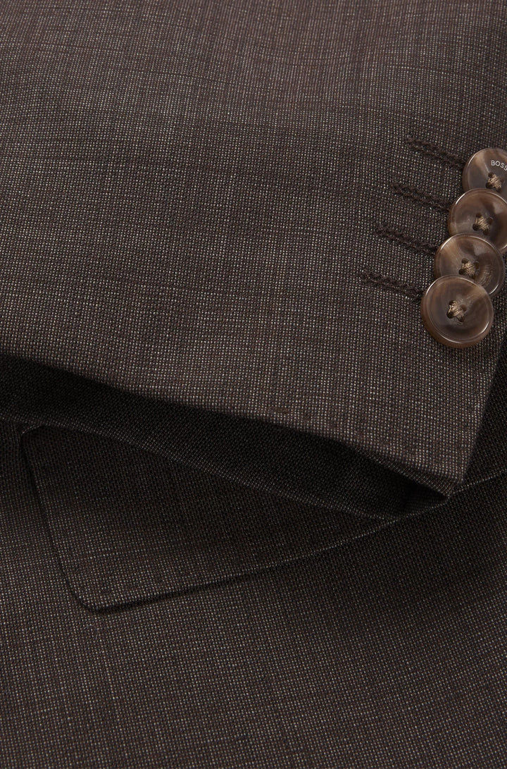 Boss Slim-fit suit in micro-patterned stretch virgin wool