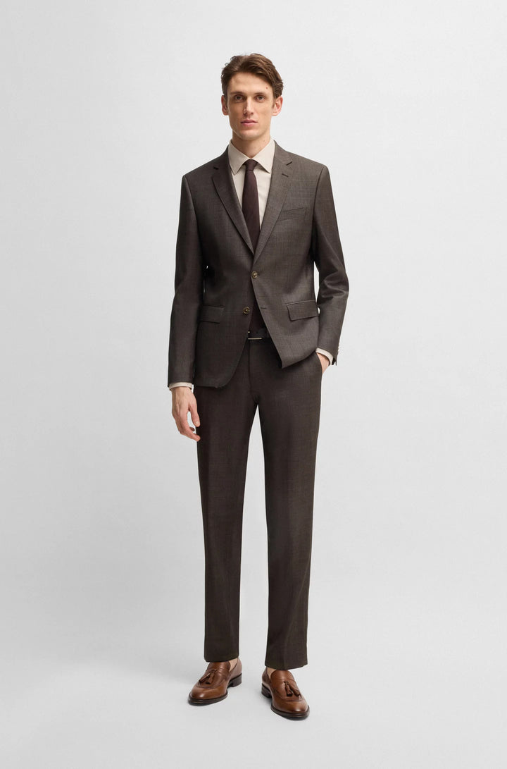 Boss Slim-fit suit in micro-patterned stretch virgin wool