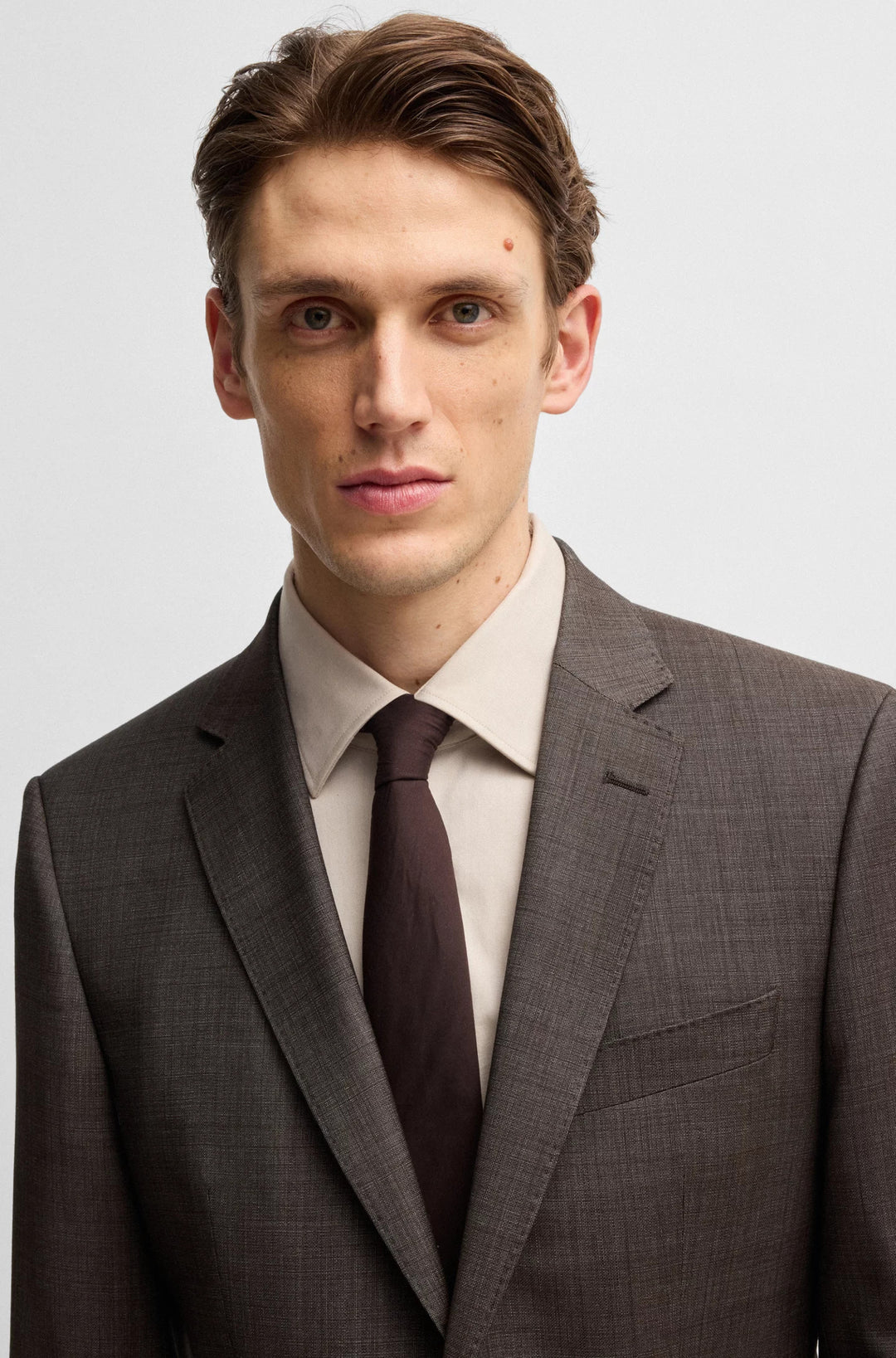Boss Slim-fit suit in micro-patterned stretch virgin wool