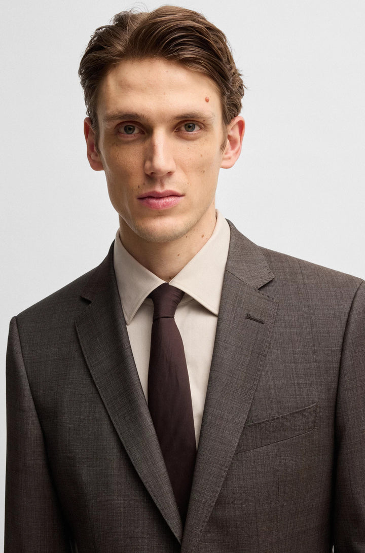 Boss Slim-fit suit in micro-patterned stretch virgin wool